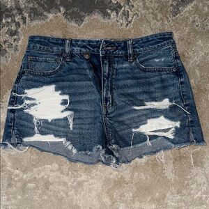 American Eagle Outfitters Blue Distressed Jean Shorts